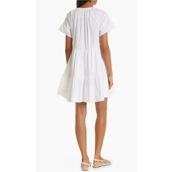 Tanya Taylor Amaria Ruffle Poplin A-Line Dress, New, Size XL